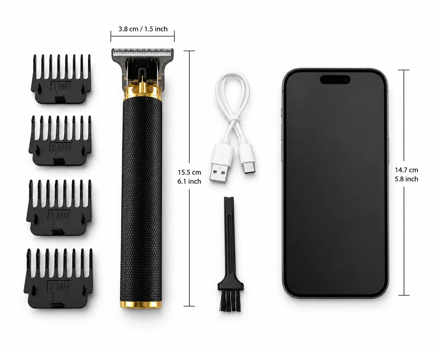 Vintage T9 Barbeador Black Gold Beard Hair Trimmer Cutter Machine for Men