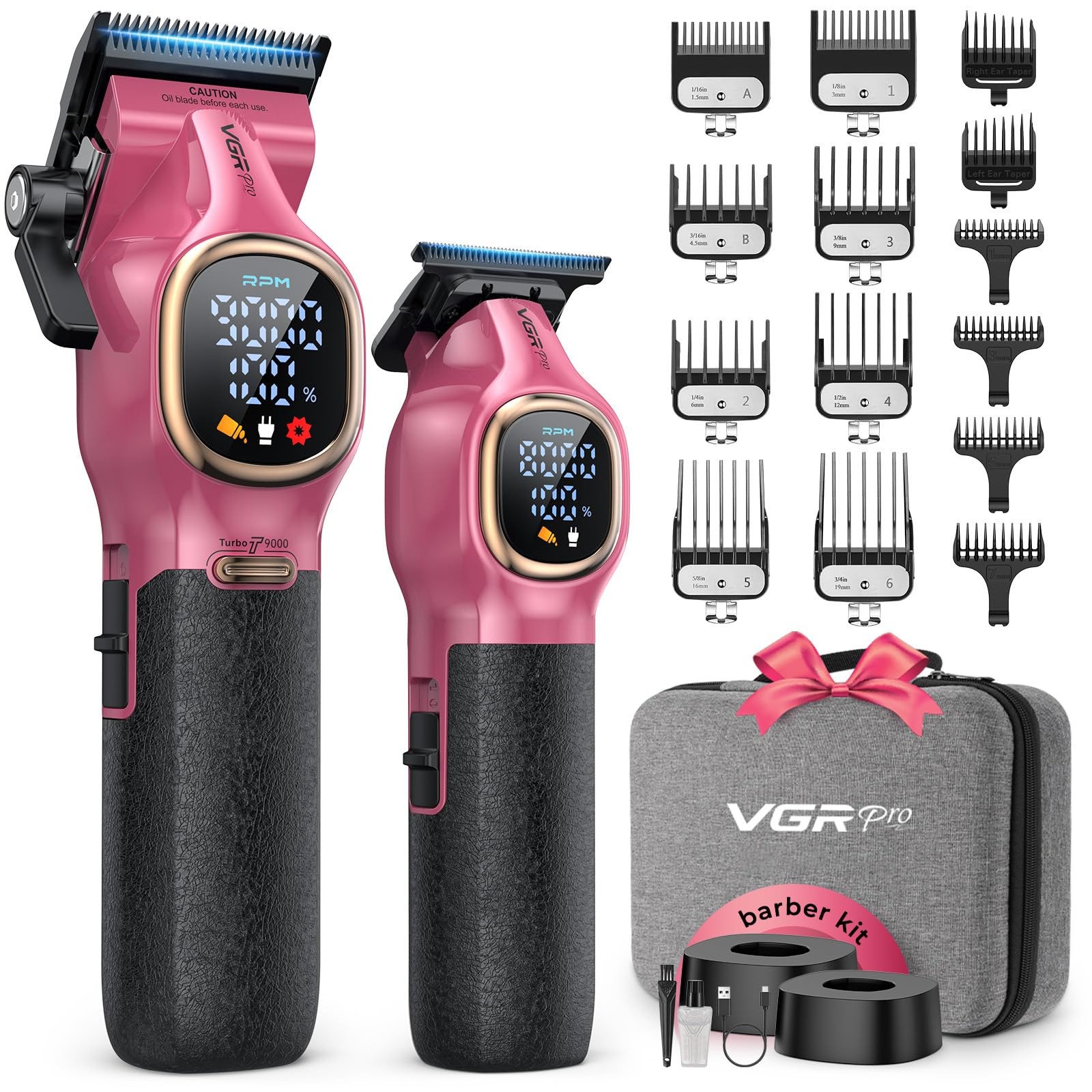 VGRPRO Professional Hair Clippers for Men, Barber Pink