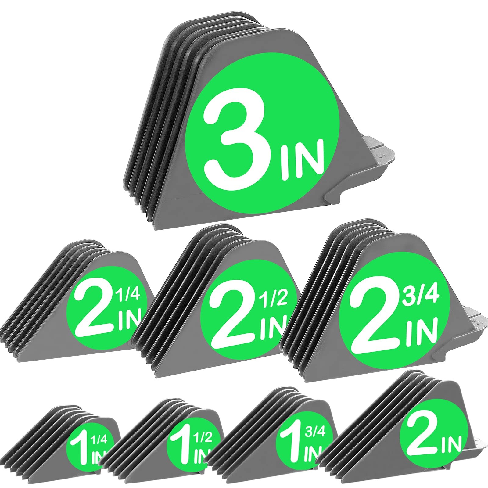3 Inch Hair Clipper Combs Guides, Guards 1 & 8pcs Mega Set, Gray