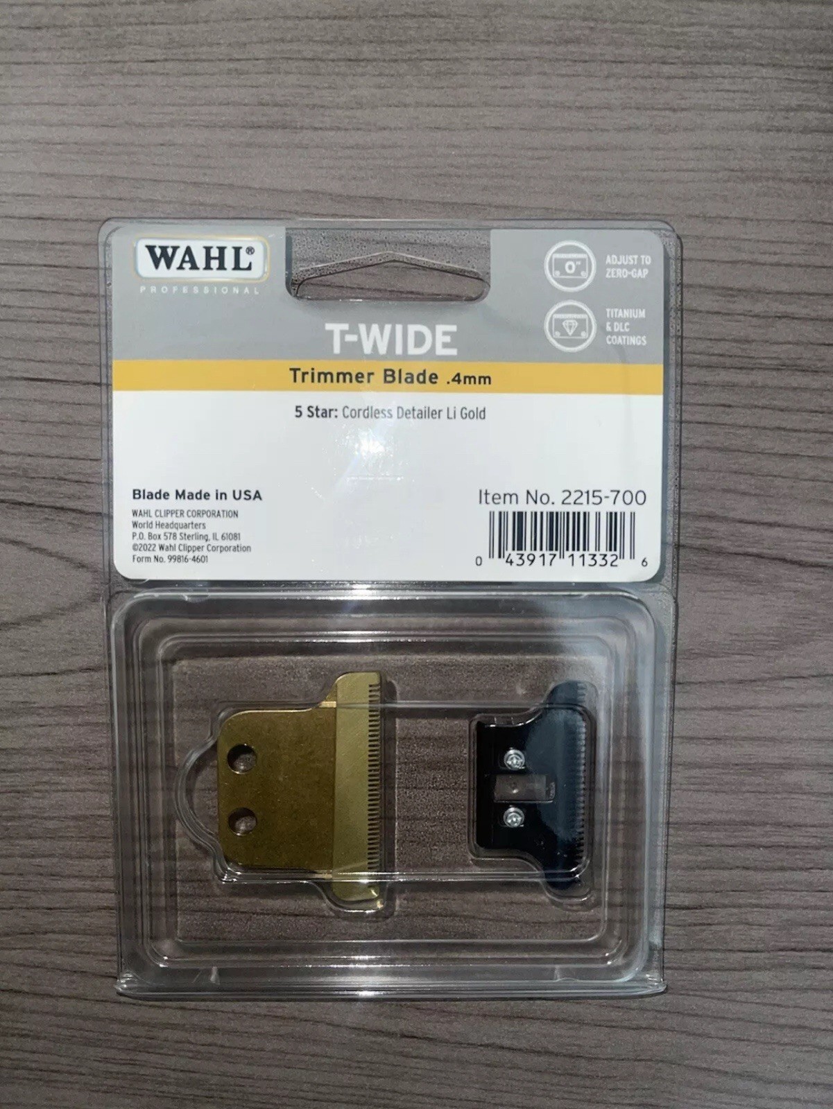 Wahl Detailer Li Gold Replacement T-Wide Blade Titanium DLC #2215-700