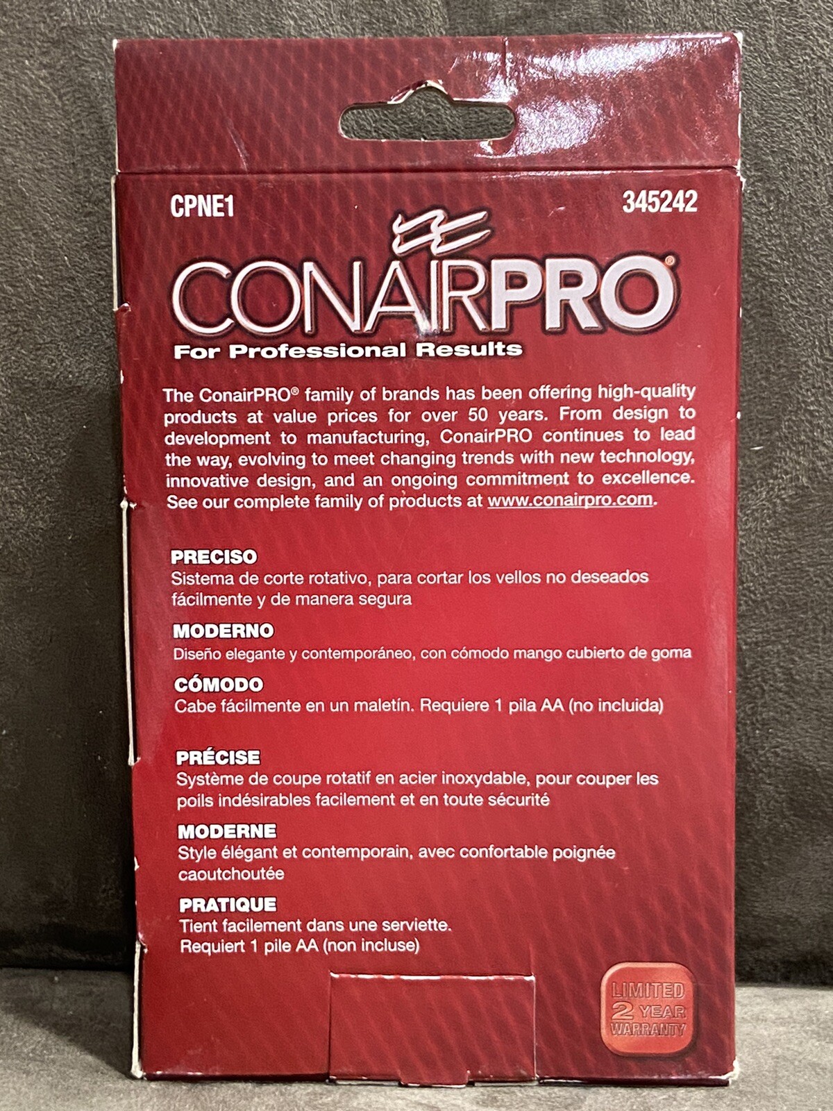NEW! CONAIR PRO BATTERY OPERATED NOSE & EAR HAIR TRIMMER – ORIGINAL MODEL CPNE1