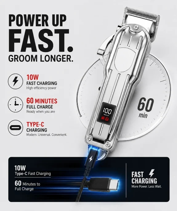 Professional Mens Barber Hair Cutting Machine kit Cordless with Clippers Trimmer