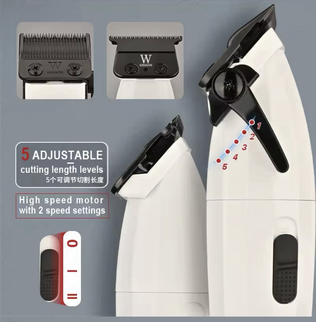 WMARK NG-8632 Kit Professional Cordless Clipper & Trimmer Set 9000 RPM