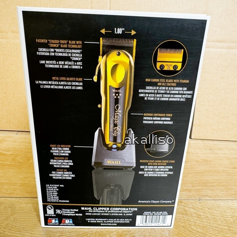 Wahl Professional 5 Star Gold Cordless Magic Clip with Charge Stand 8148-700 NEW