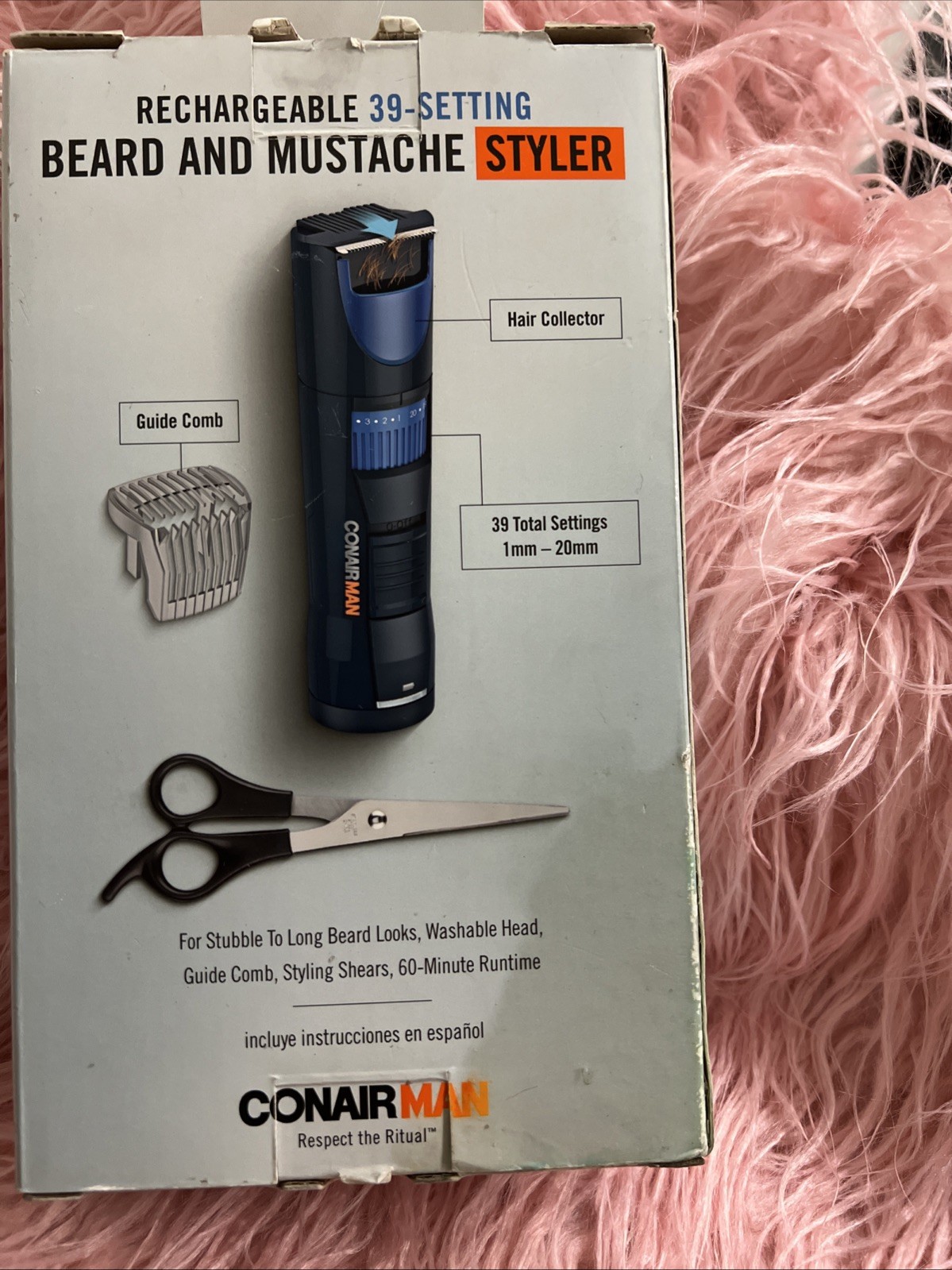 ConairMAN Beard and Mustache Trimmer, Battery Powered Beard and Mustache Trimmer