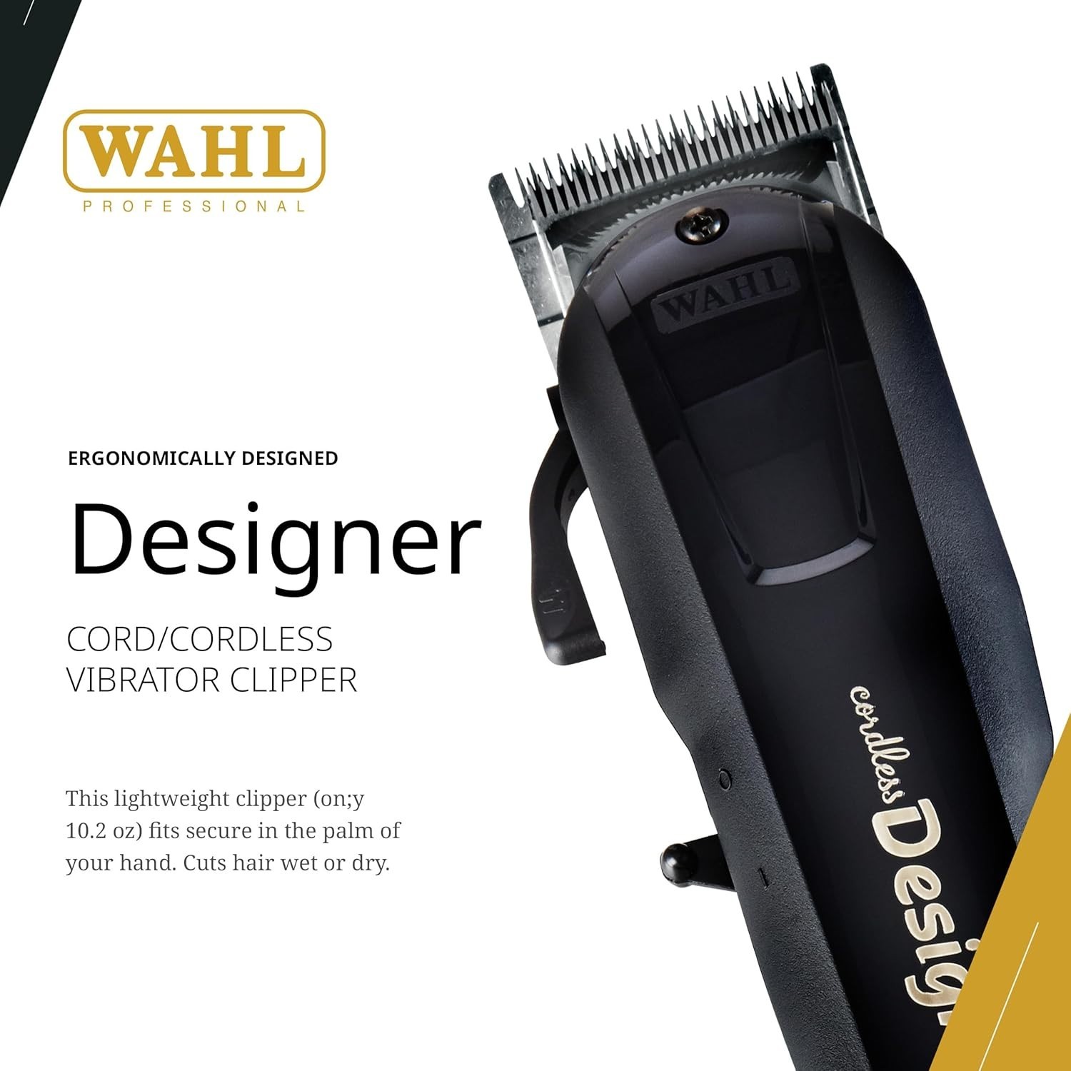 WAHL Professional Cordless Designer Clipper with 90+ Minute Run Time 8591 -BLACK