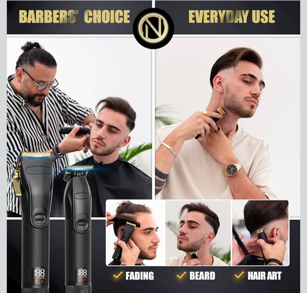 Novah Professional Hair Clippers & Trimmer Set For Men, Haircut Fading Kit, Gold