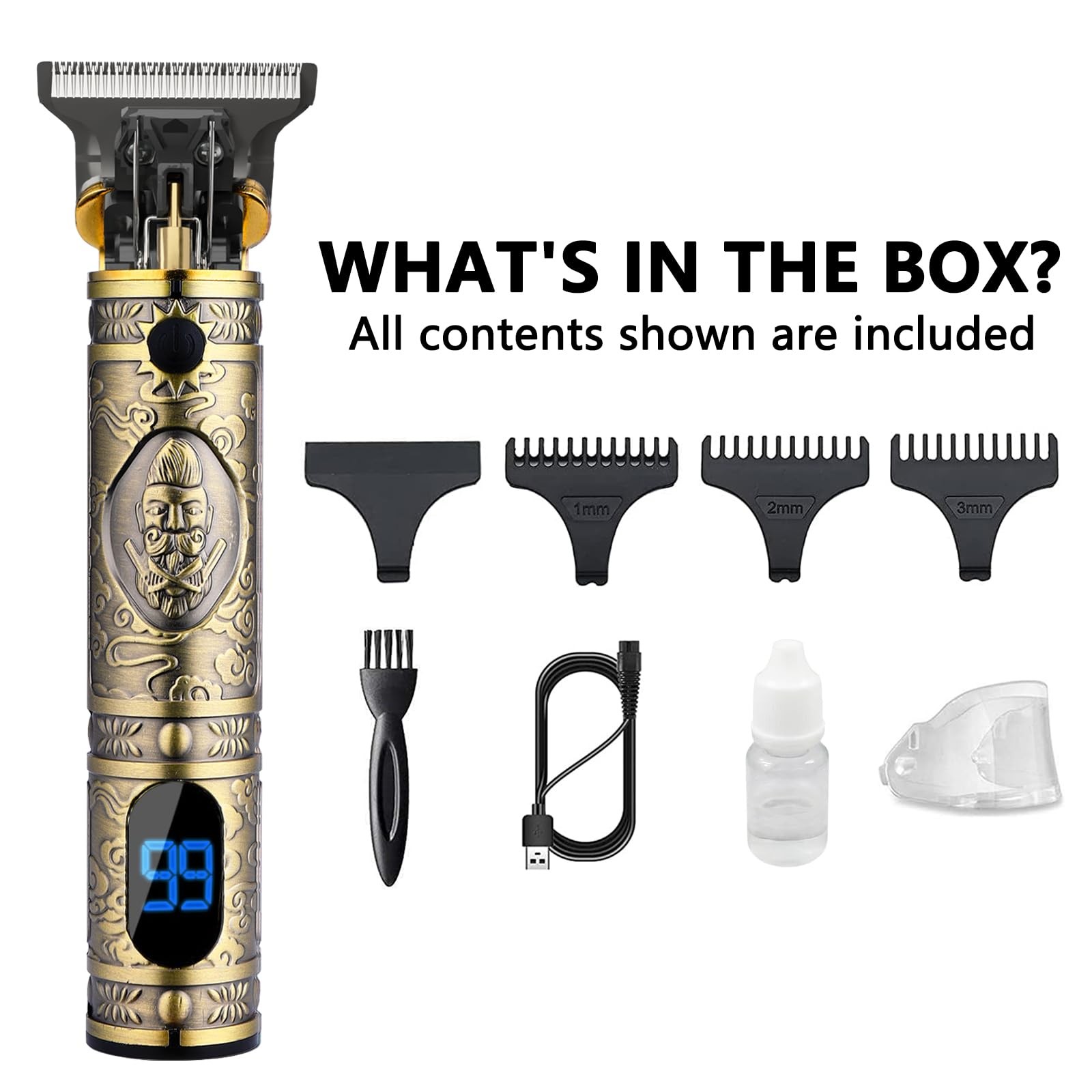 Professional Mens Hair Clippers Zero Gapped Cordless Hair Trimmer Professiona…