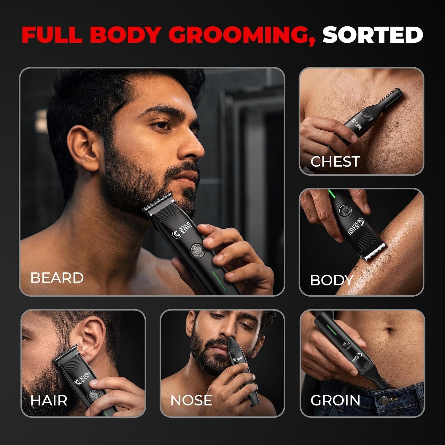 Beardo Ape-X Advanced 9-in-1 Full Body Trimmer for Men,BDTO061,Black
