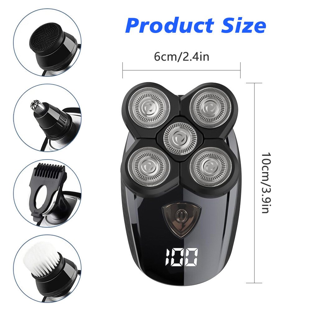 6 IN 1 9D Rotary Electric Shaver Bald Head Hair Beard Trimmer Razor Rechargeable