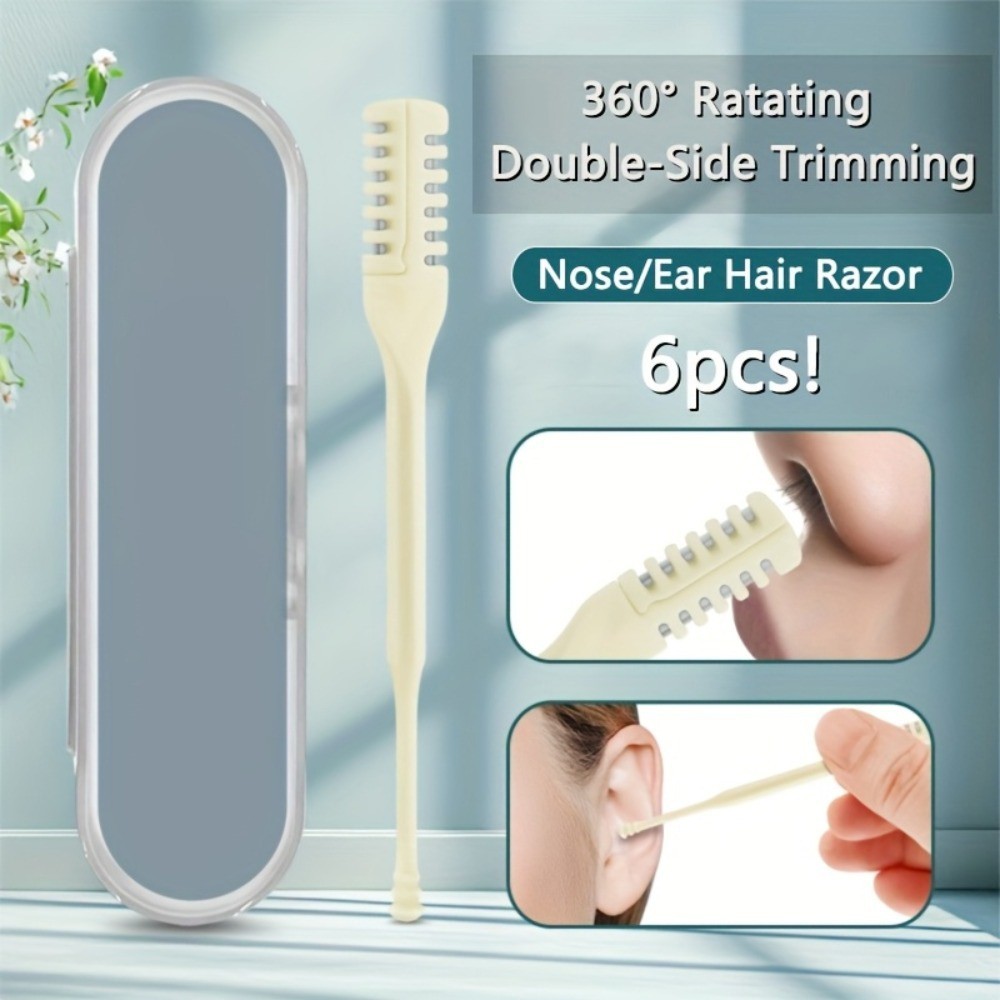 6Pcs Better Than Electric. 2-in-1 Painless Nose Trimmer: 360° Rotating Dual-head