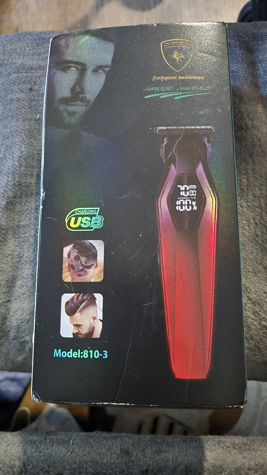 Difen 810-3 Cordless USB Rechargeable Quick Charge Hair Clipper Red/Black