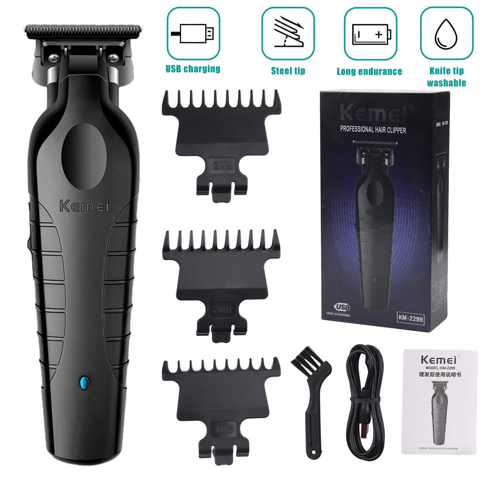 Kemei Cordless Electric Hair Trimmer Clipper Professional Cutting Machine