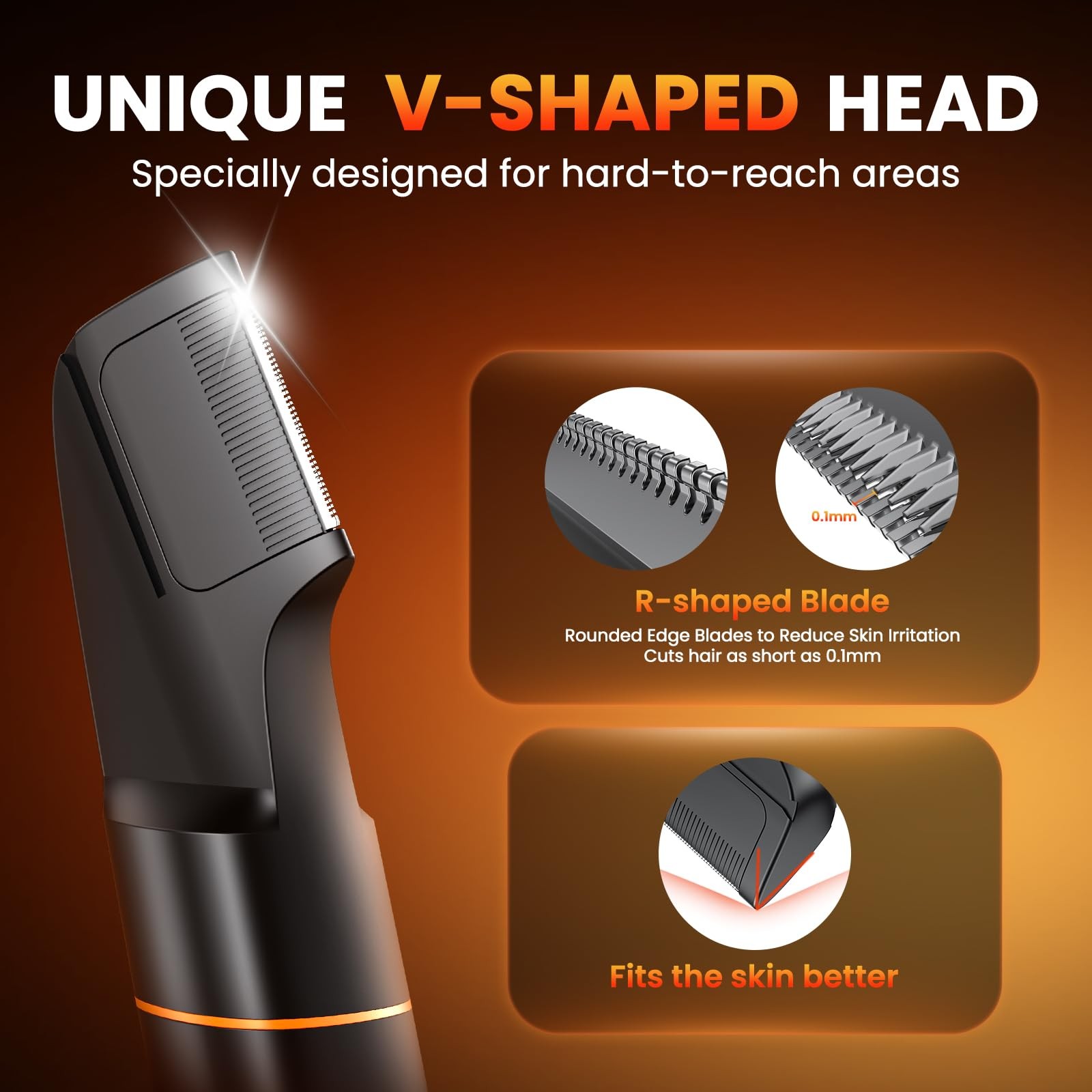 Waterproof Body Hair Trimmer for Men – Electric Grooming Kit with LED Display