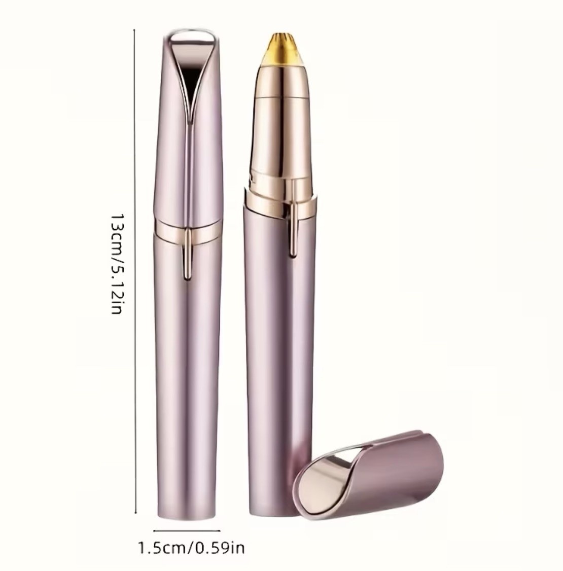 Rechargeable Cordless Eyebrow Trimmer w/ LED Light, USB Charging, Rose Gold