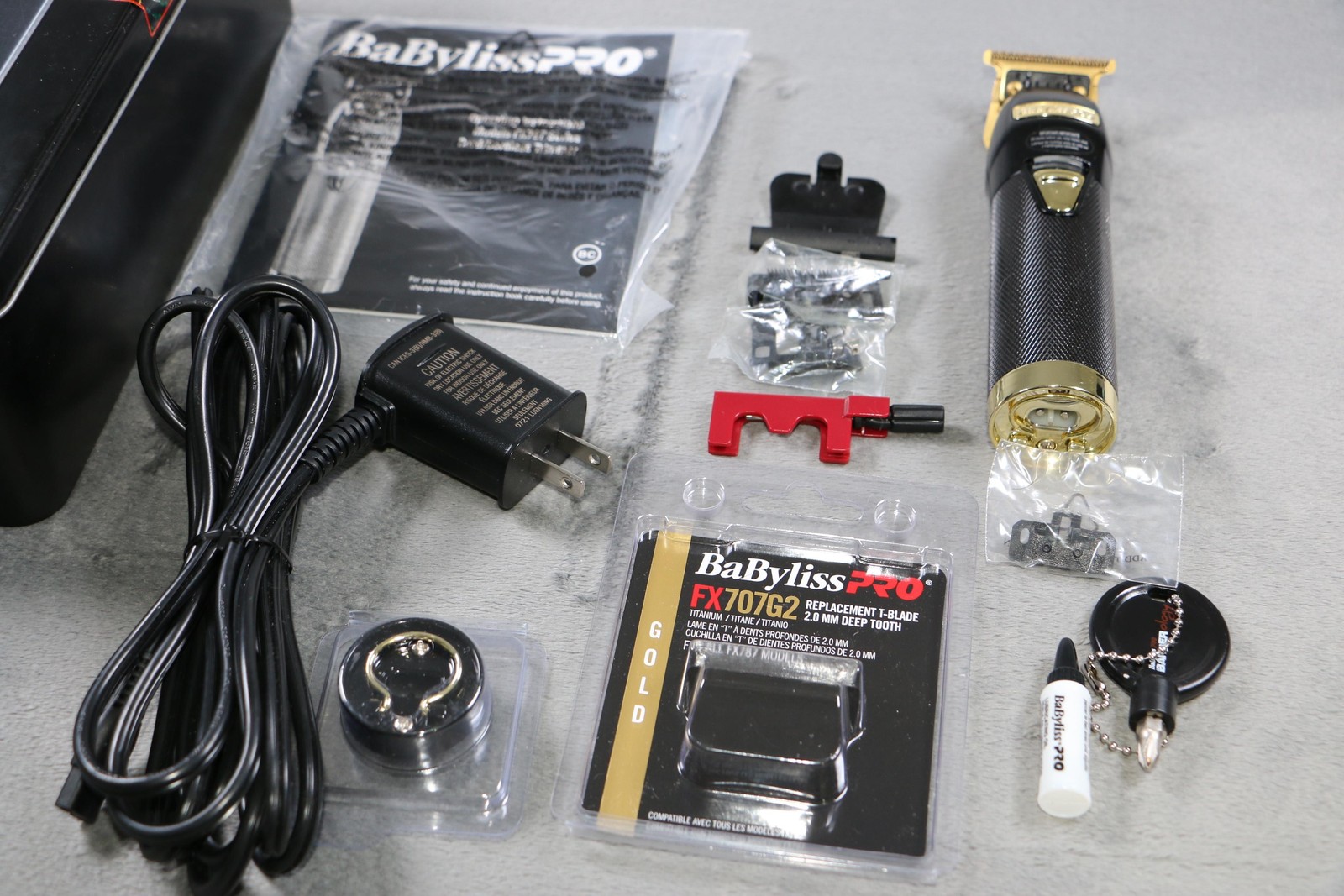BaByliss PRO BlackFX FX787BN Cordless Trimmer Exposed T-Blade Gold Blades Kit