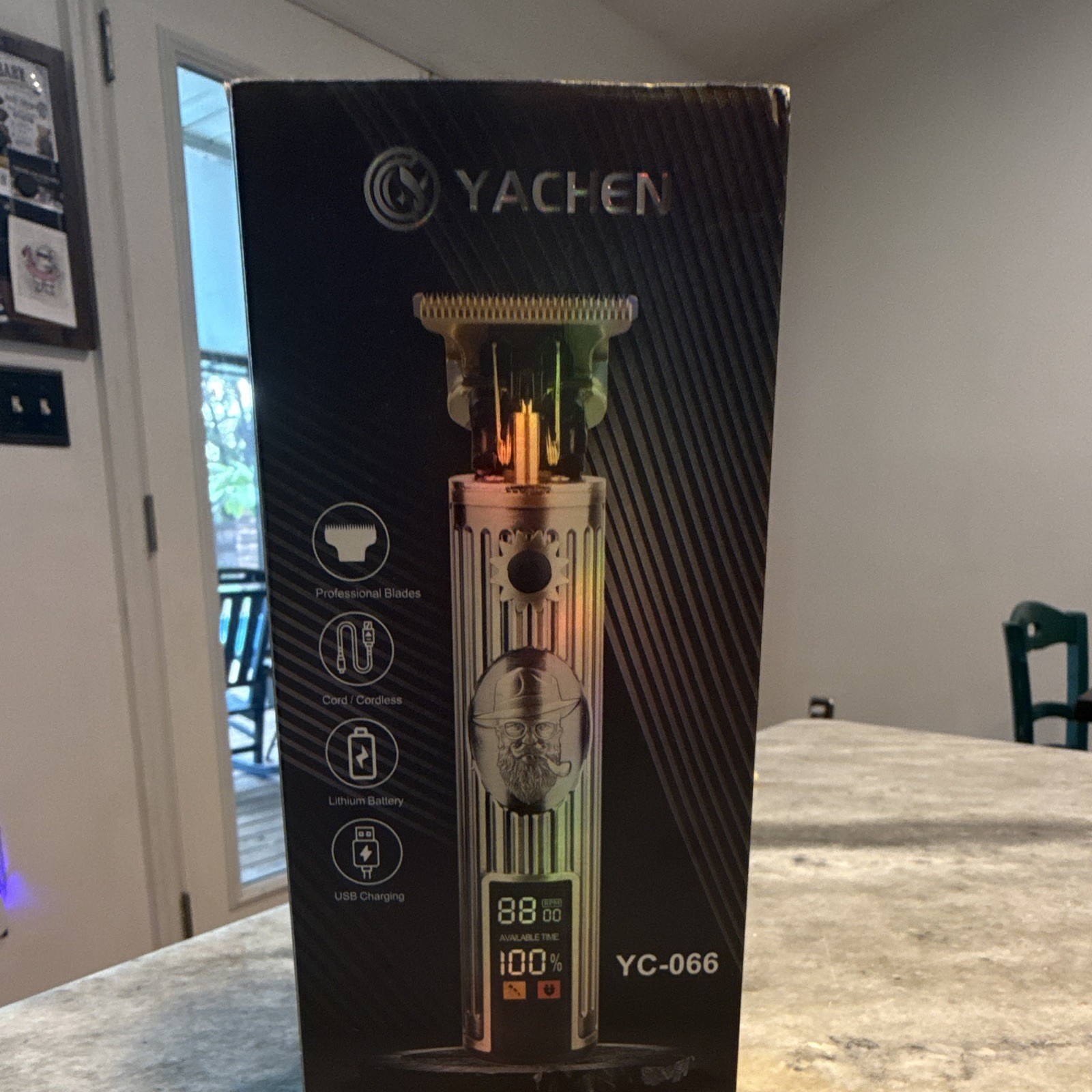 YACHEN T-Blade Cordless Hair Trimmer USB Charging 1-3mm Silver/Black YC-066