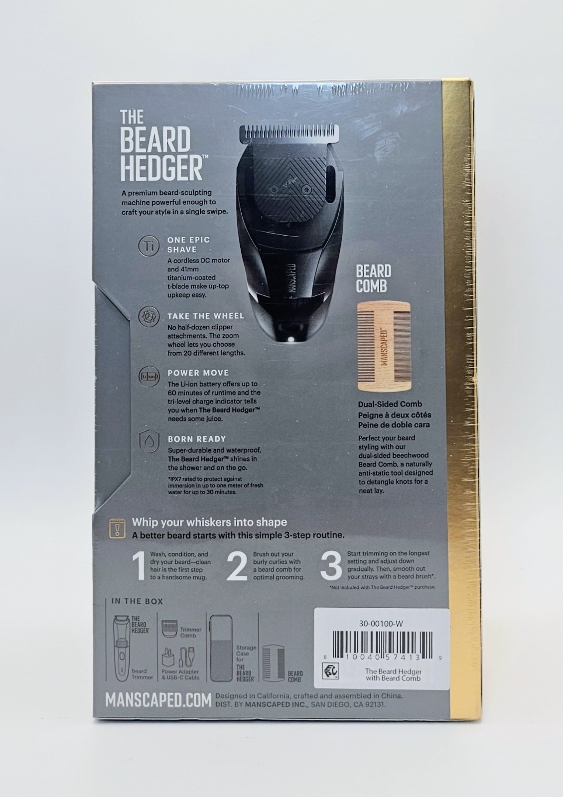 MANSCAPED The Beard Hedger Electric Beard Trimmer w/ Beard Comb NEW & SEALED