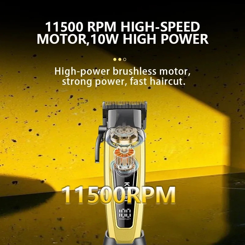 Professional Brushless Motor Hair Clippers 11500RPM Cordless Barber Electric Hai