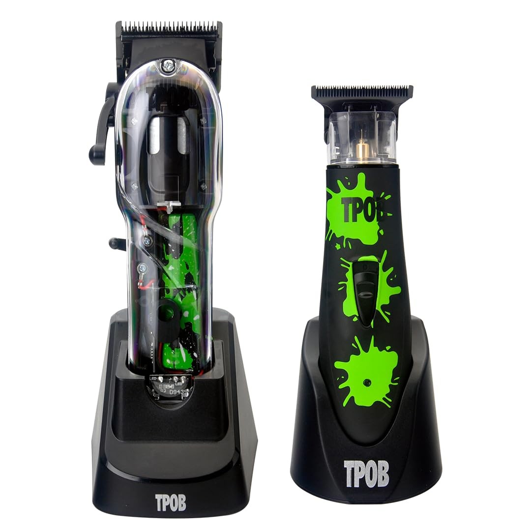 TPOB Black Splatt Pack Clipper Trimmer Set Barber Hair Clippers 6800 RPM, Superb
