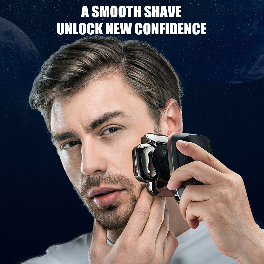 6 in 1 9D Rotary Electric Shaver Bald Head Razor Beard Trimmer Grooming Kit LED