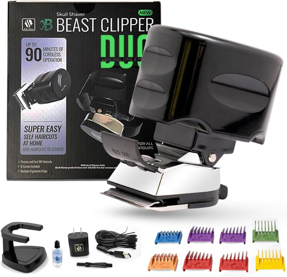 Beast Clipper Duo – Home Haircut & Grooming Kit – Durable Steel Blades – Cordles