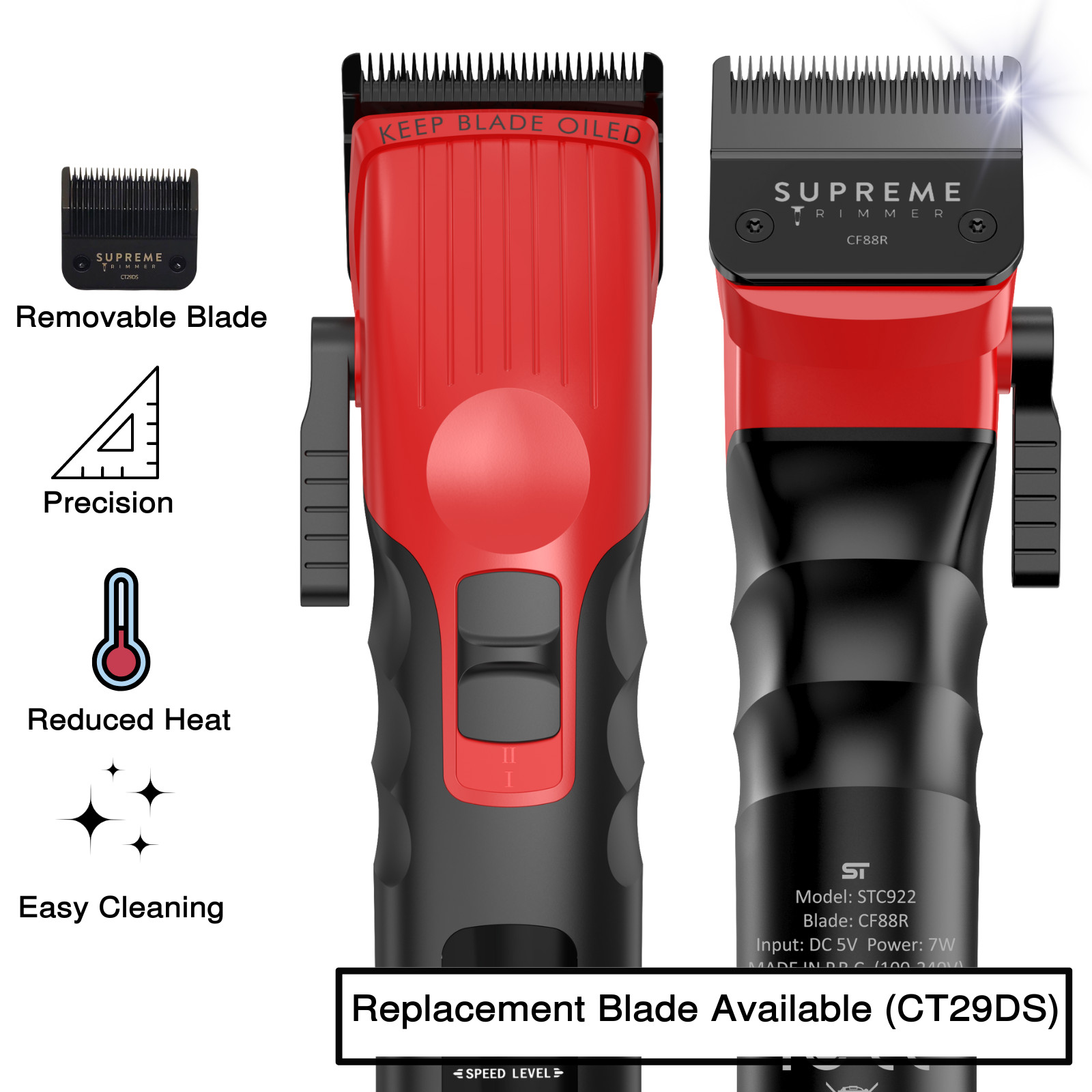 Supreme Trimmer Detachable Fade Blade for 2Spee Clipper | Removable CF88R