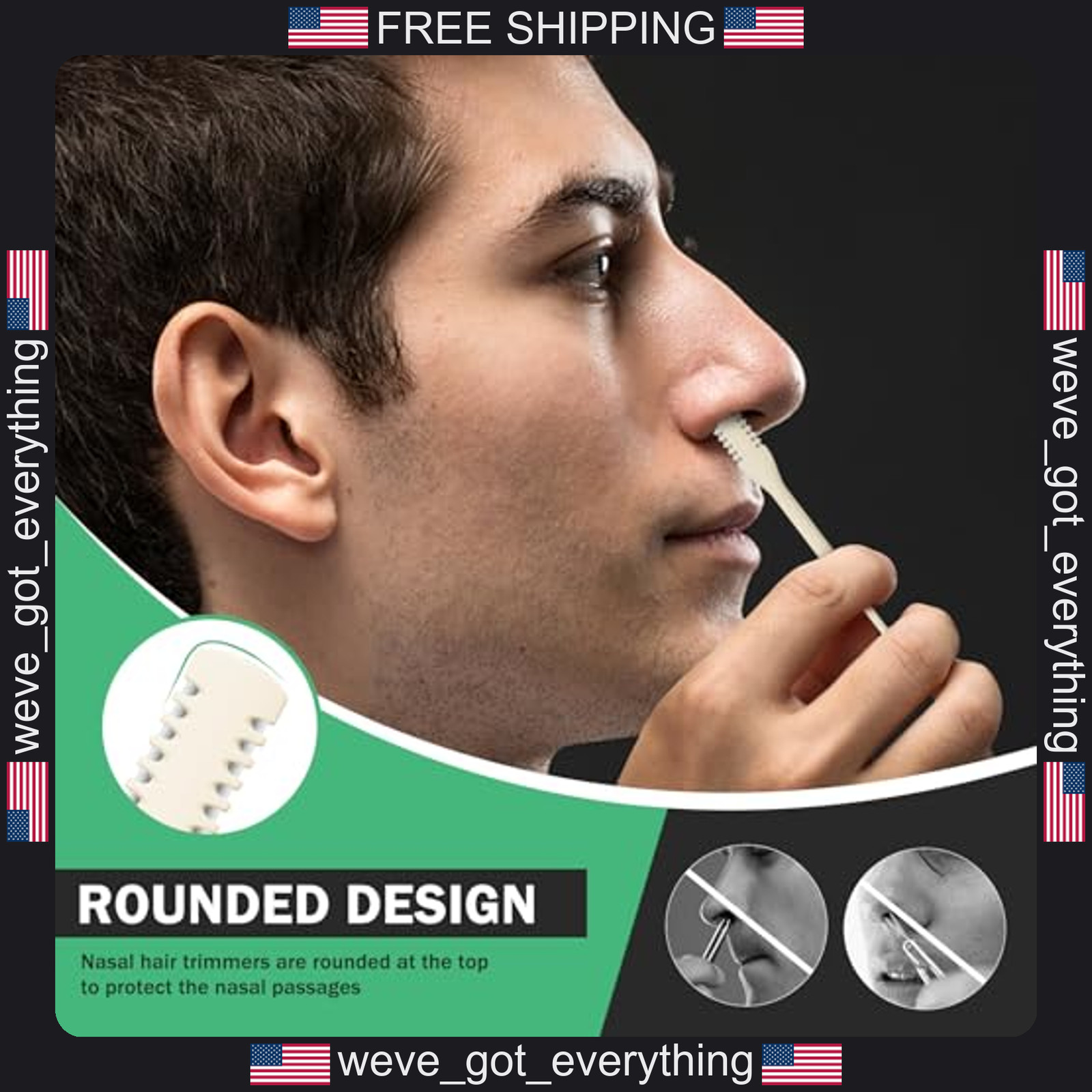 3 Pack Manual Nose Hair Trimmers Portable Stainless Steel Grooming Tools