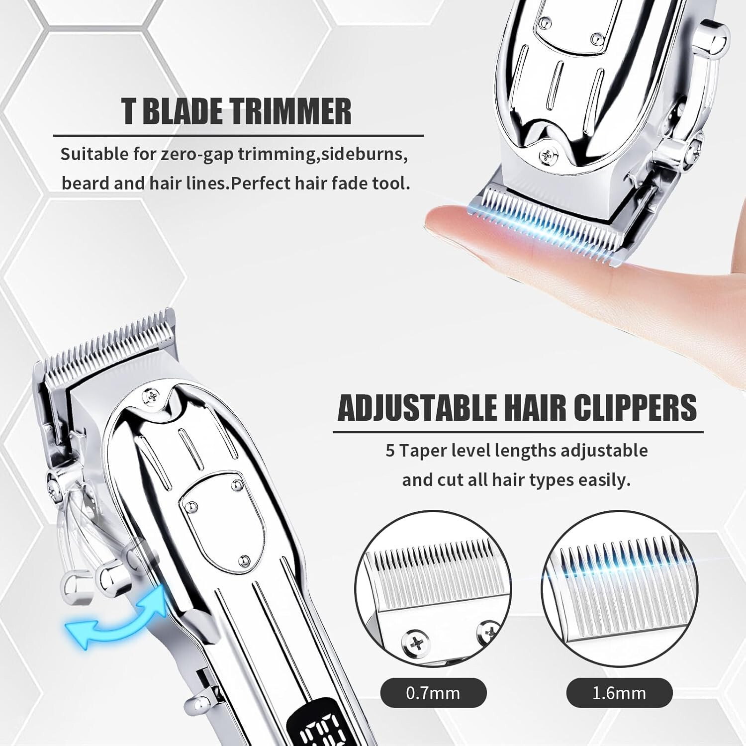 Professional Cordless Hair Clipper for Men Hair Beard Trimmer Quiet Home Barber