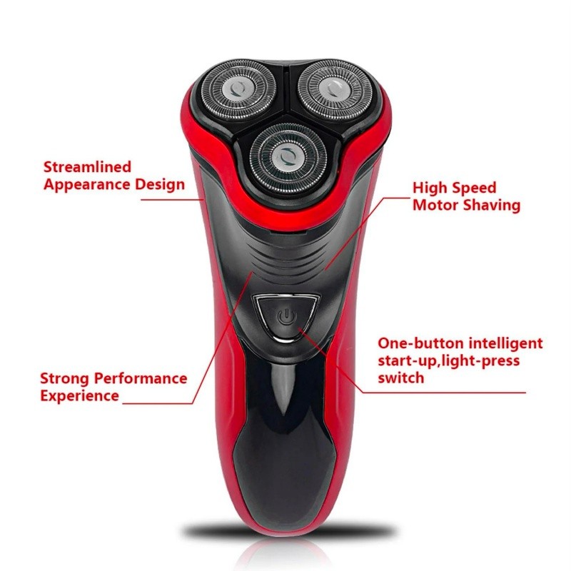 Men’s Razor Rotary Waterproof Electric Shaver Pop-Up Trimmer Wet Dry Cordless