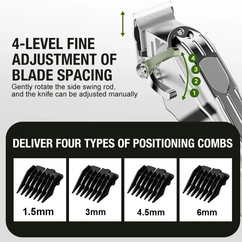 Professional Mens Barber Hair Cutting Machine kit Cordless with Clippers Trimmer