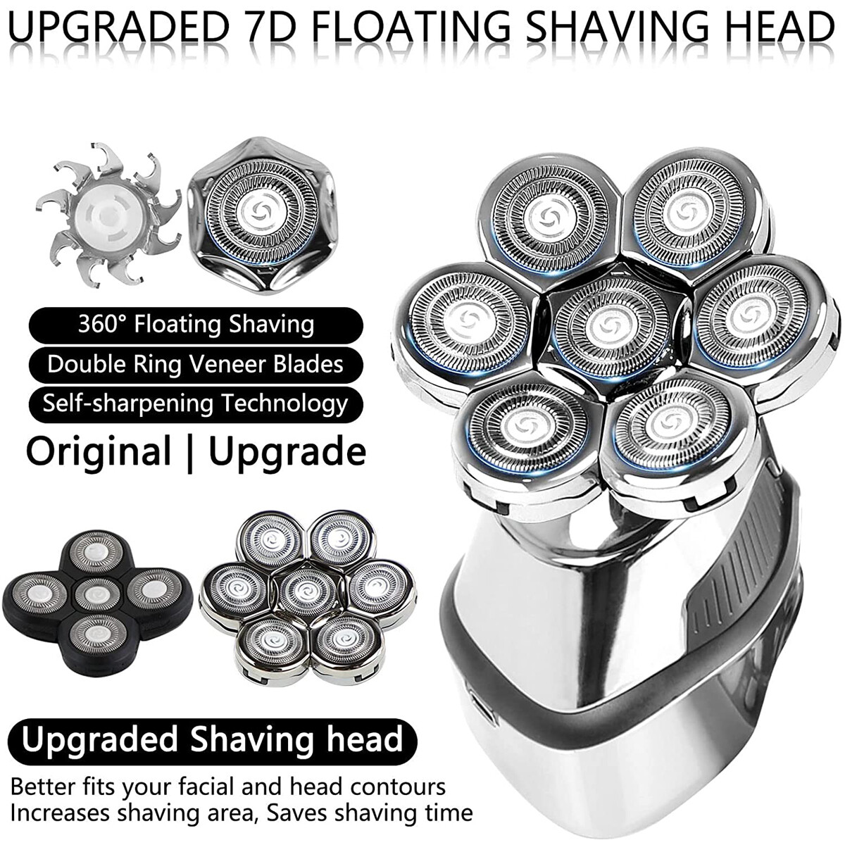 Men’s Razor Rotary Waterproof Electric Shaver Pop-Up Trimmer Wet Dry Cordless US