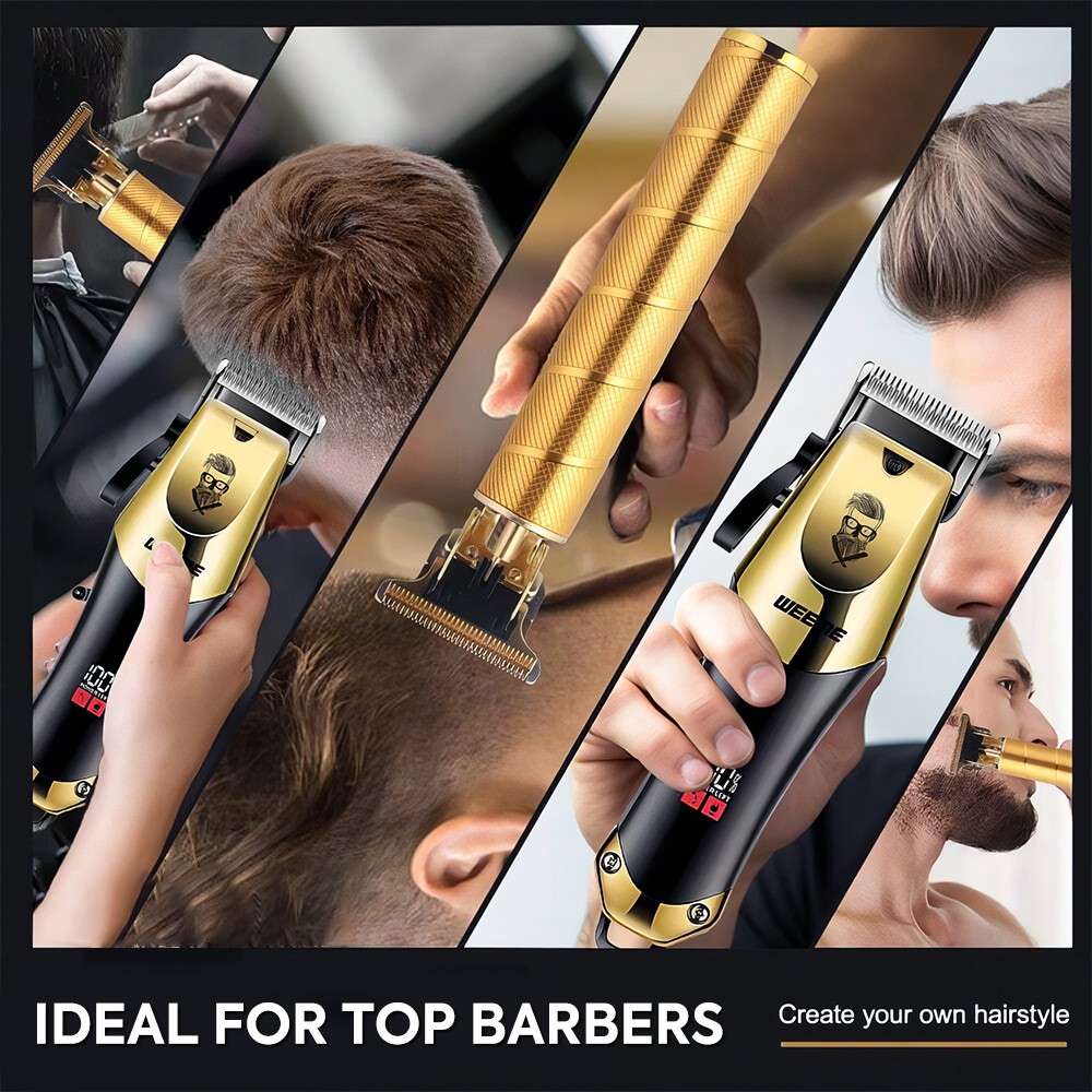 Professional Hair Clipper Trimmer Set Mens Cordless Hair Cutter USB Barbers Kit