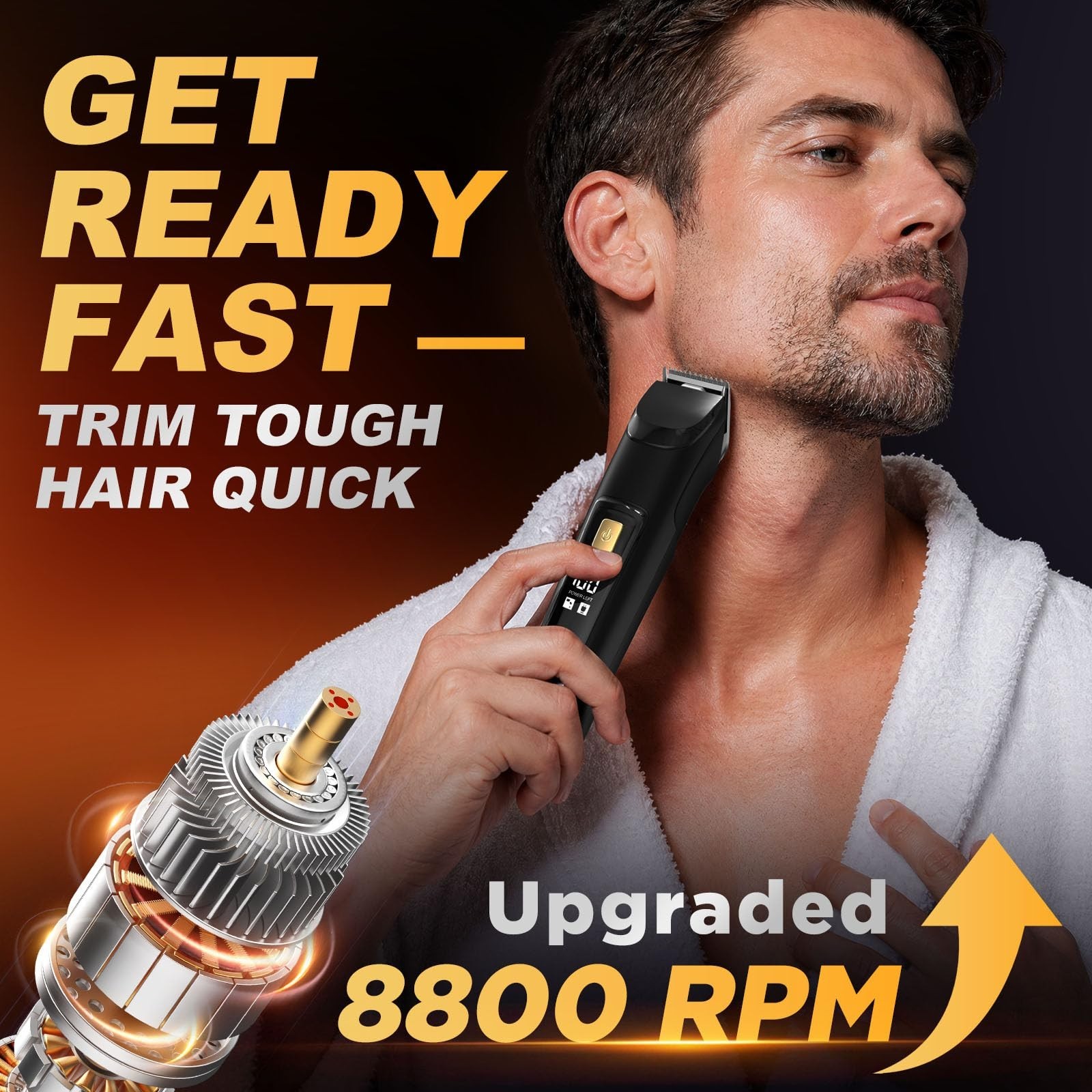 Cordless 18-in-1 Beard Trimmer & Hair Clipper Kit, Waterproof Grooming Set, Rech