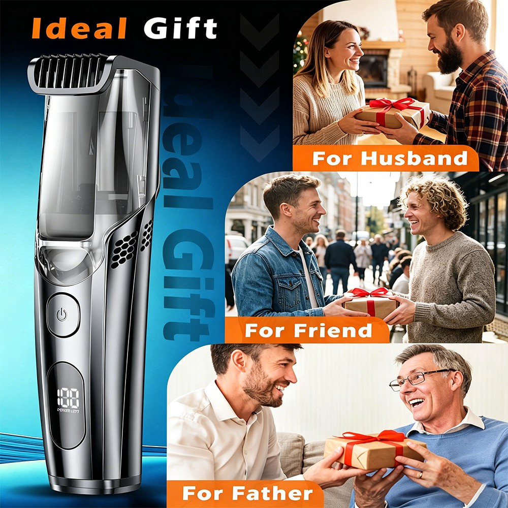 Vacuum Beard Trimmer for Men with 20 Length and Styles Adjustable Rechargeable