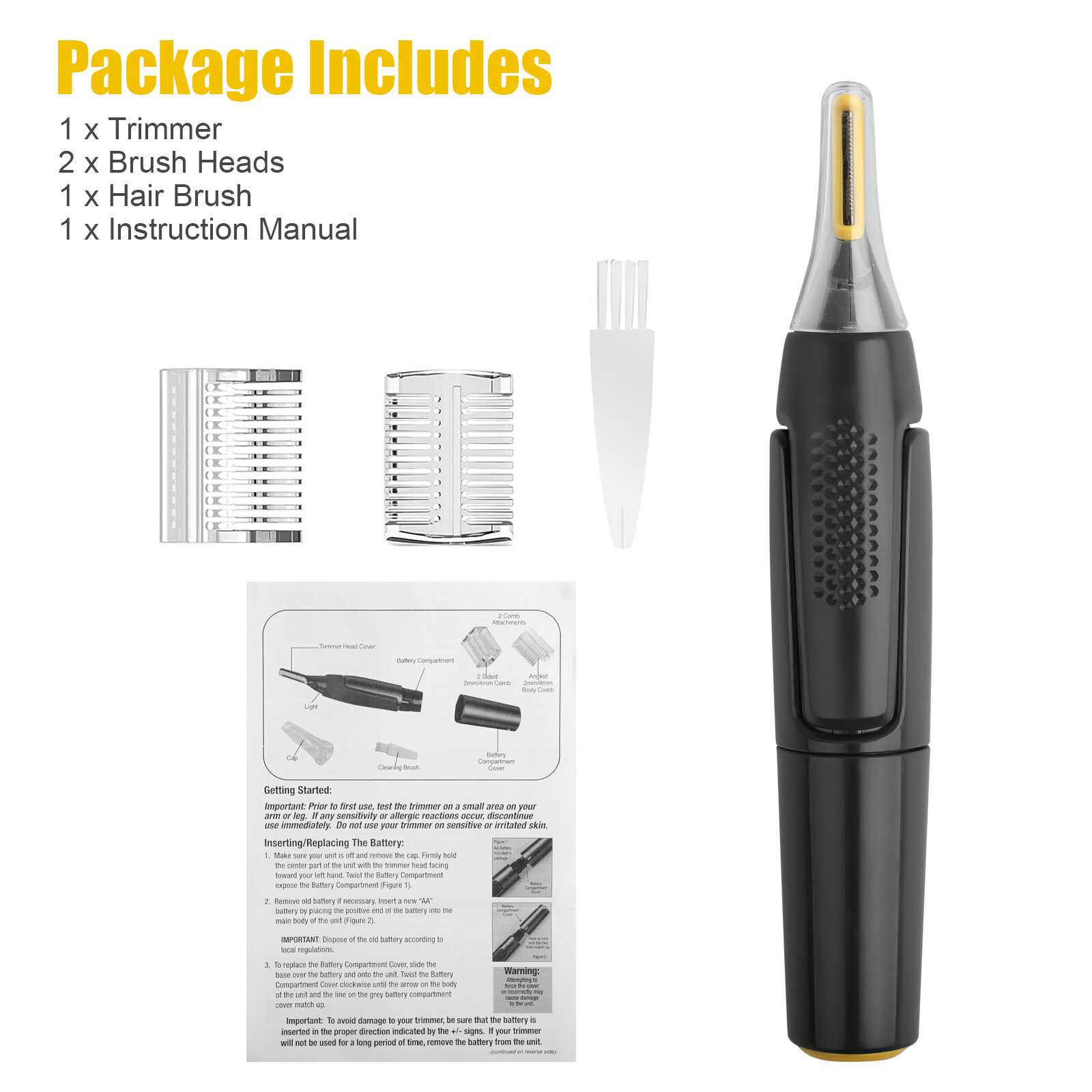 Men Electric Ear Beard Nose Hair Trimmer Eyebrow Mustache Remover Shaver Clipper