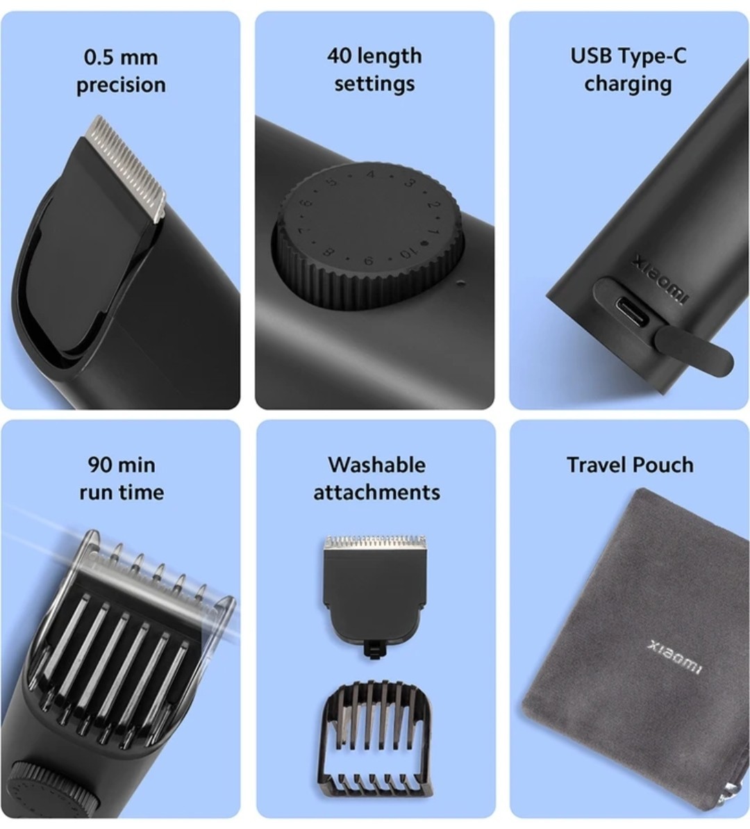Xiaomi Electric Beard Trimmer for Men | 0.5mm Precision | 40 Length Settings
