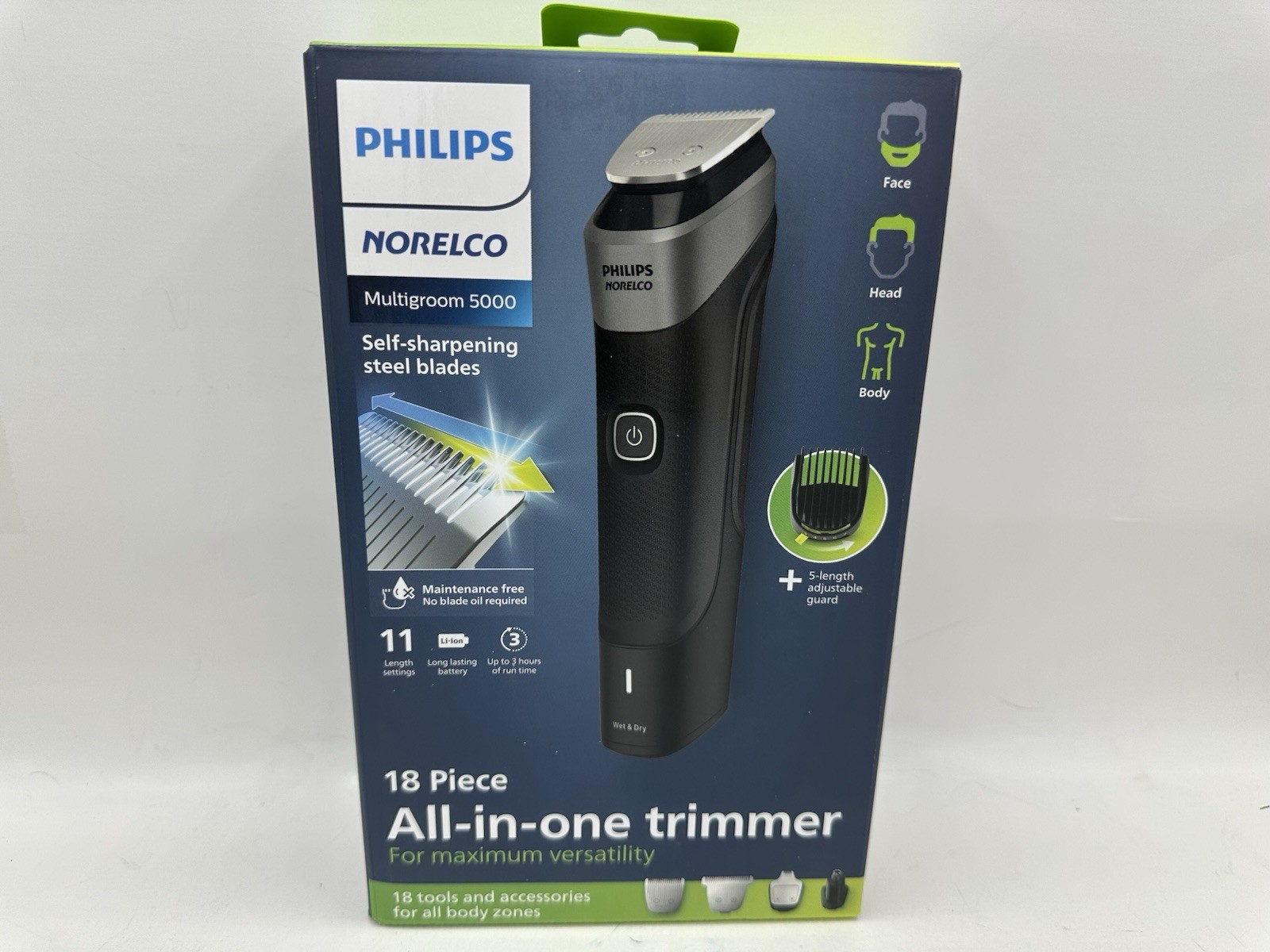 Philips Norelco Multigroom 5000 Trimmer 18pc All-in-One 11 Lengths Body Face New