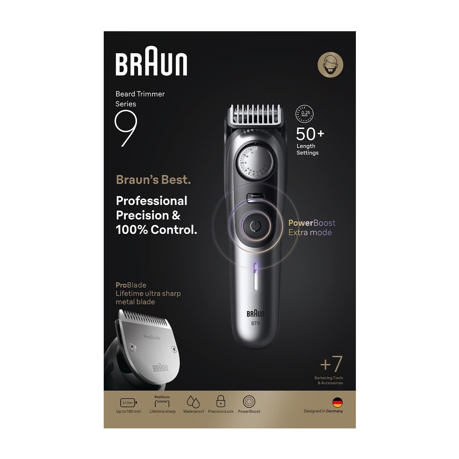 Braun BT9520 All-in-One Trimmer for Men 8-in-1 180Min Runtime Waterproof