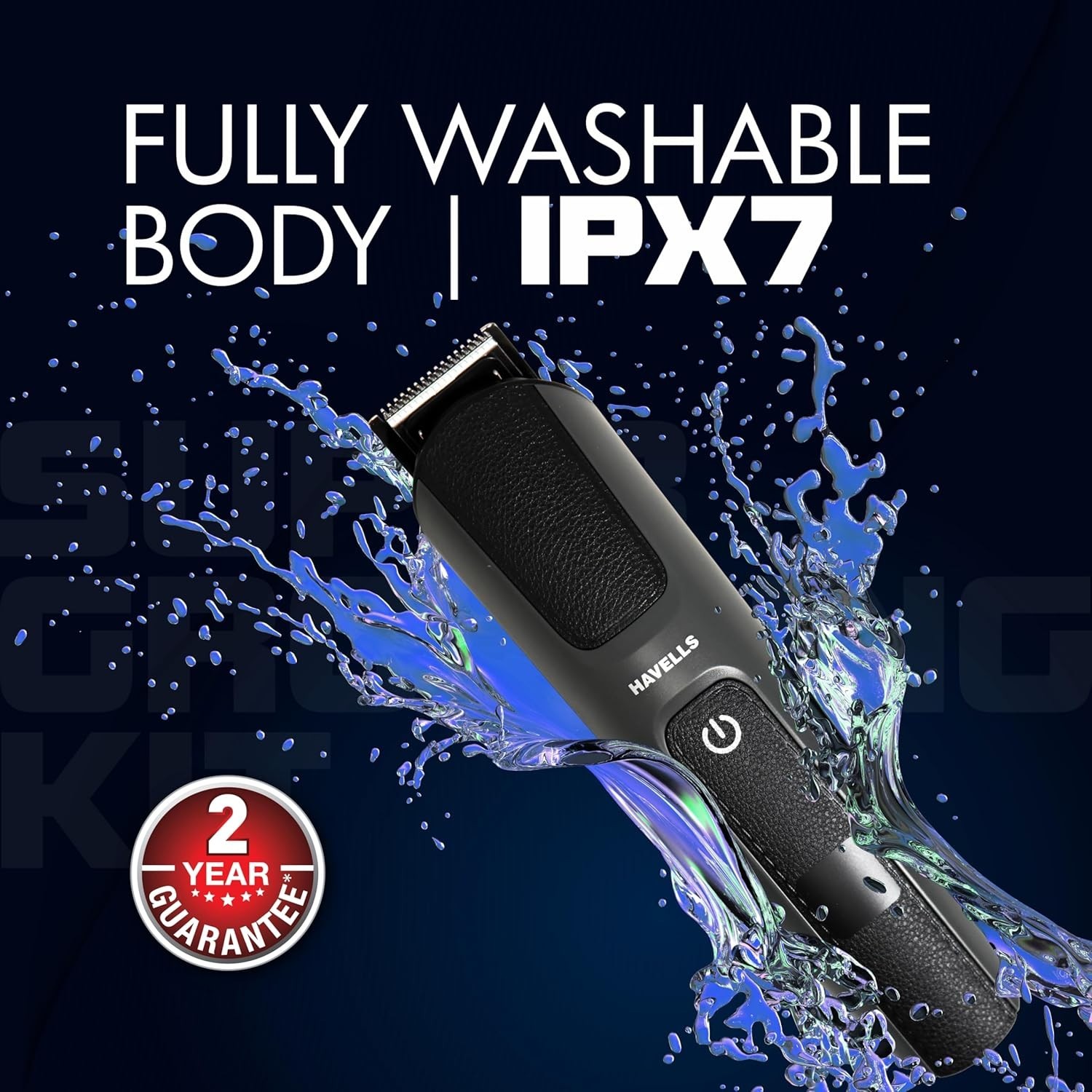 Havells 15-in-1 Grooming Kit, IPX7 Washable, 120-Min Runtime, Fast Charge