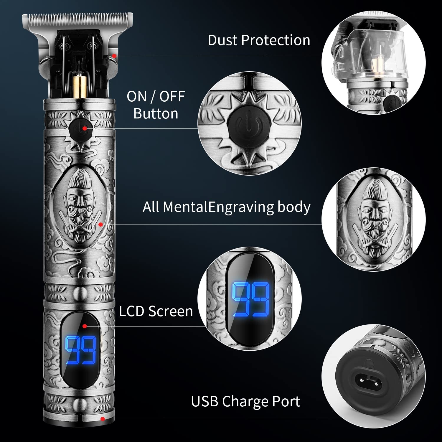 Hair Clippers for Men with Blade, Professional Hair Trimmer for Barber, T-Bla…