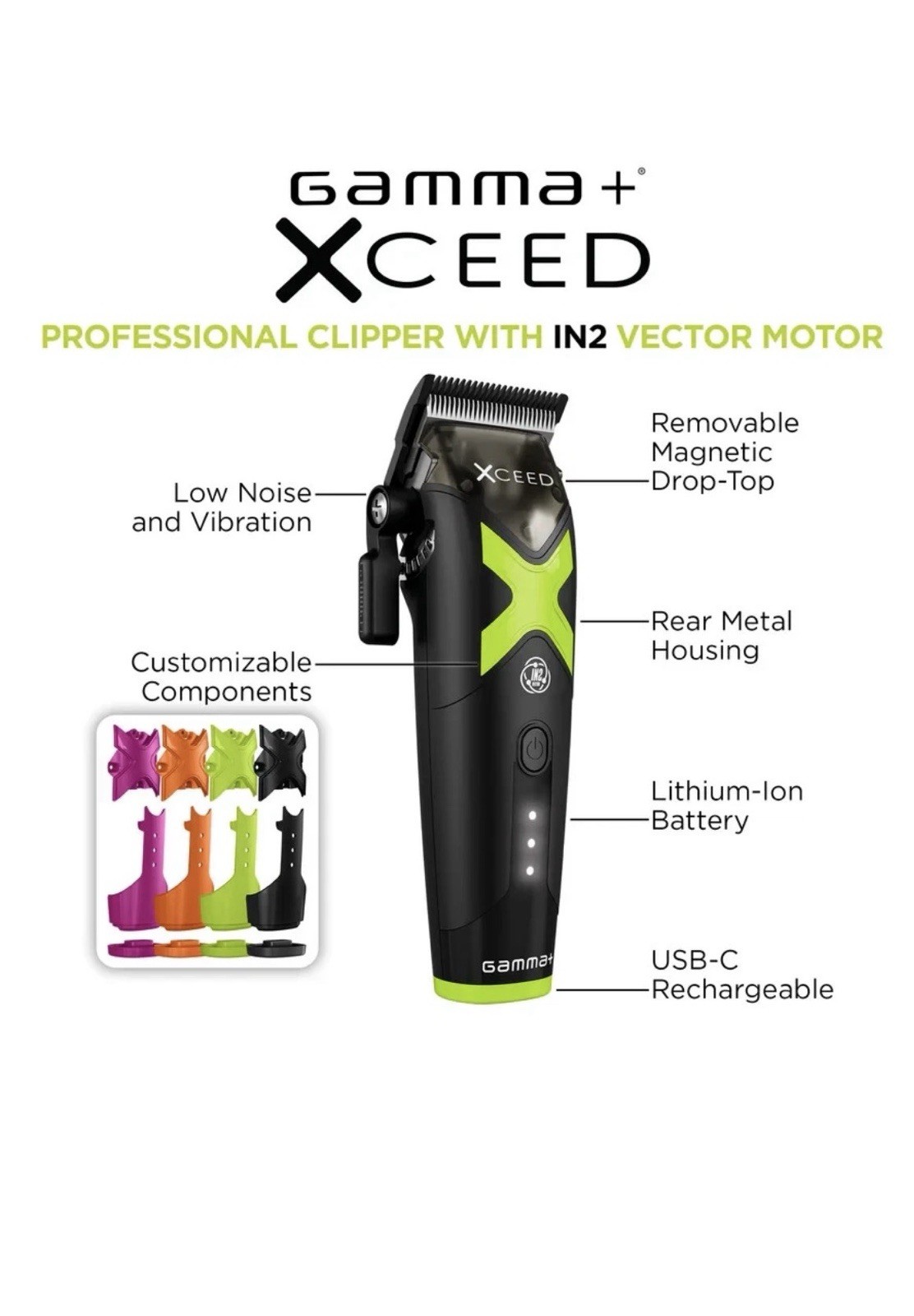 Gamma XCEED Professional IN2 Vector Motor Cordless Clipper – BRAND NEW