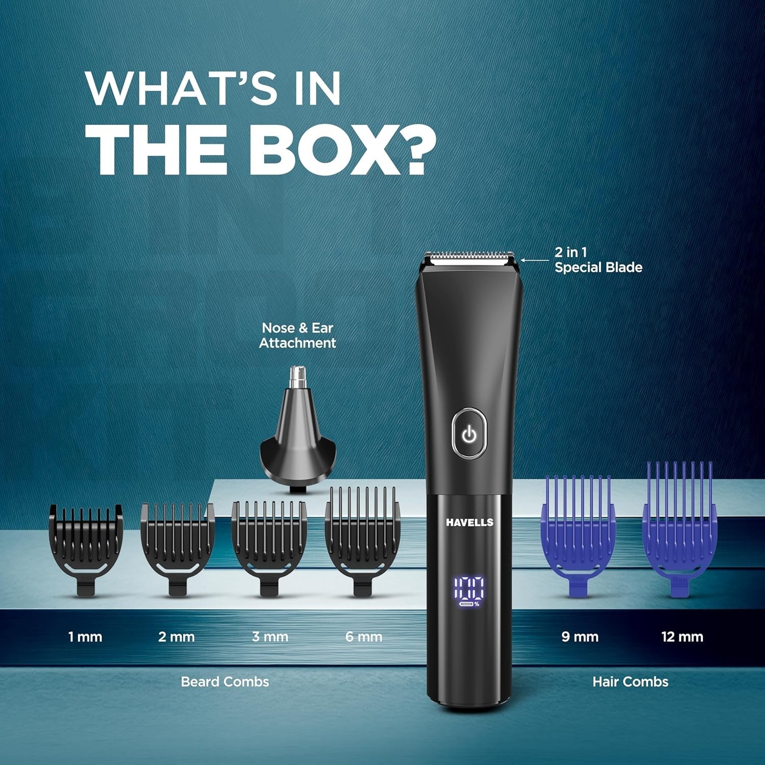 Havells GS7608 8 in 1 Digital Grooming Kit |2-in-1 Special Blade Type C Charge