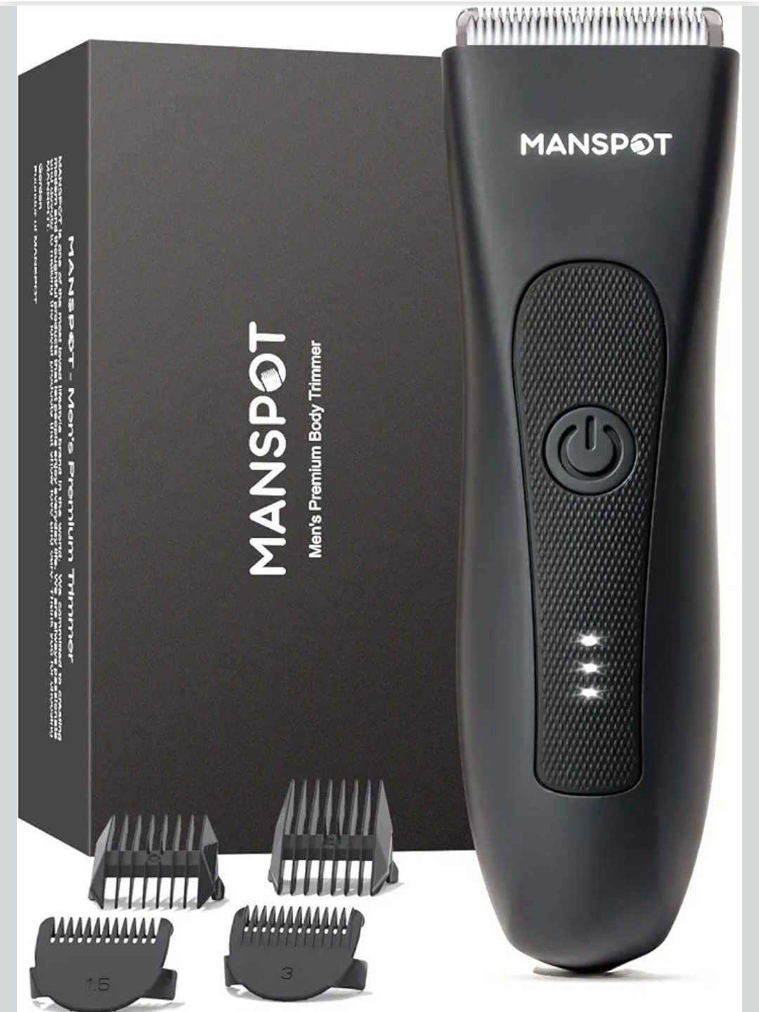 MANSPOT Manscape Groin & Body Hair Trimmer for Men w 4 Guards, IPX7 Waterproof
