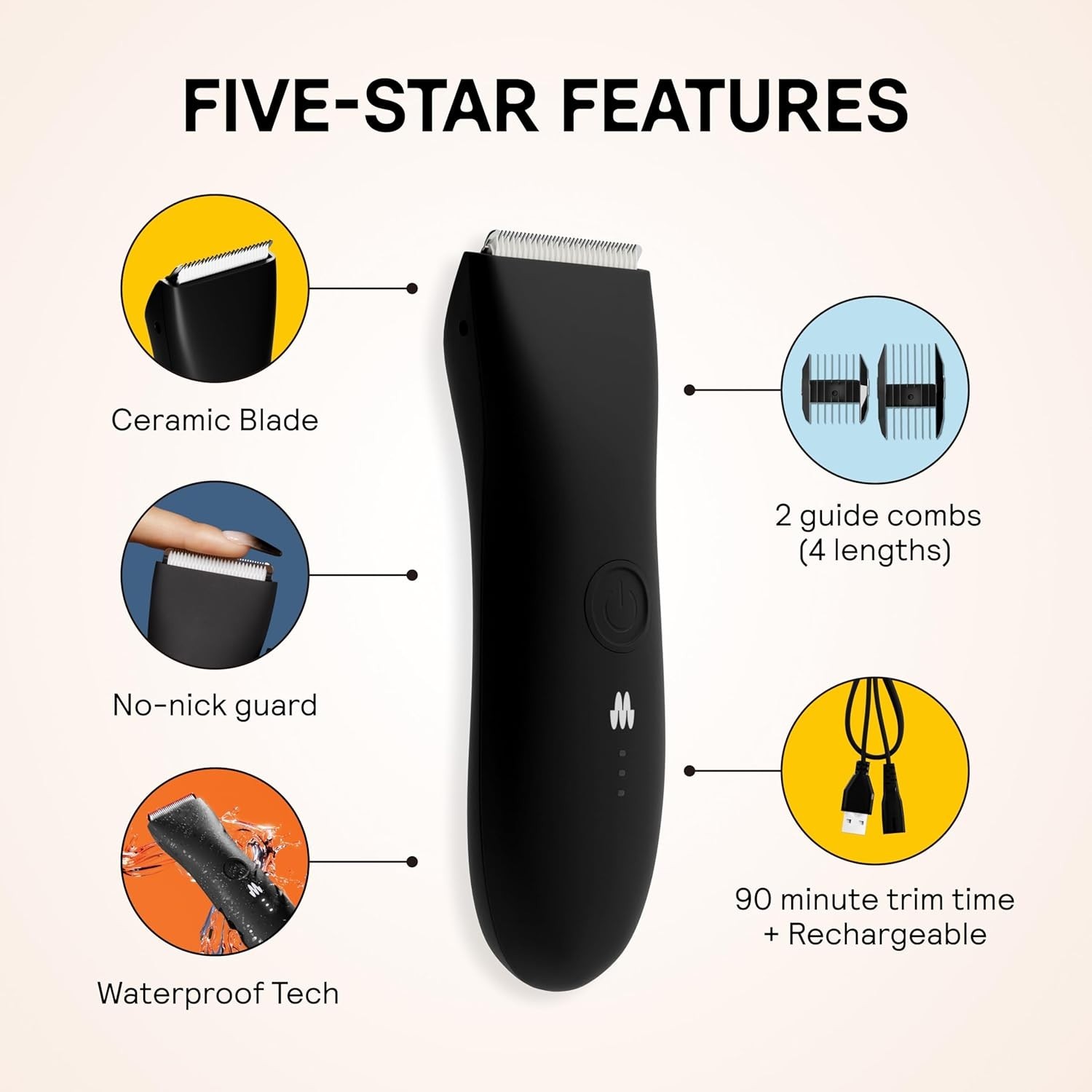 Versatile Waterproof Body Hair Trimmer for Men & Women | Onyx Ceramic Blades