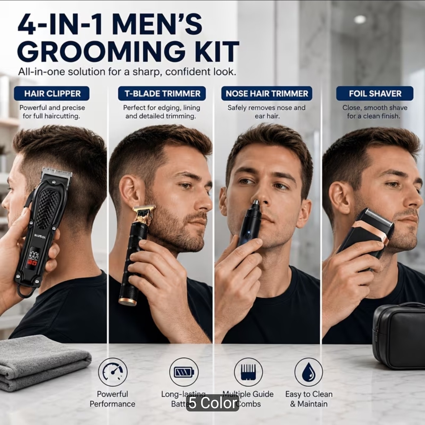Rechargeable Electric Grooming Kit. Equipped with An LCD Battery Display,…