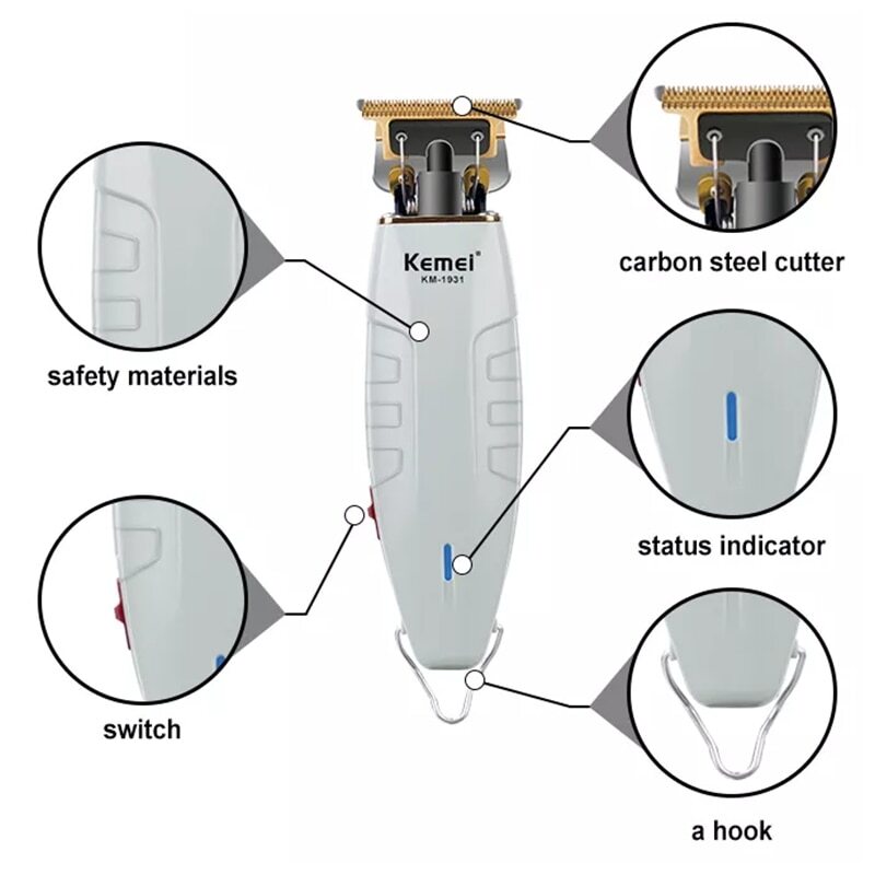 Kemei Hair Clippers Cordless Trimmer Electric Shaver Cutting Beard Barber 1931