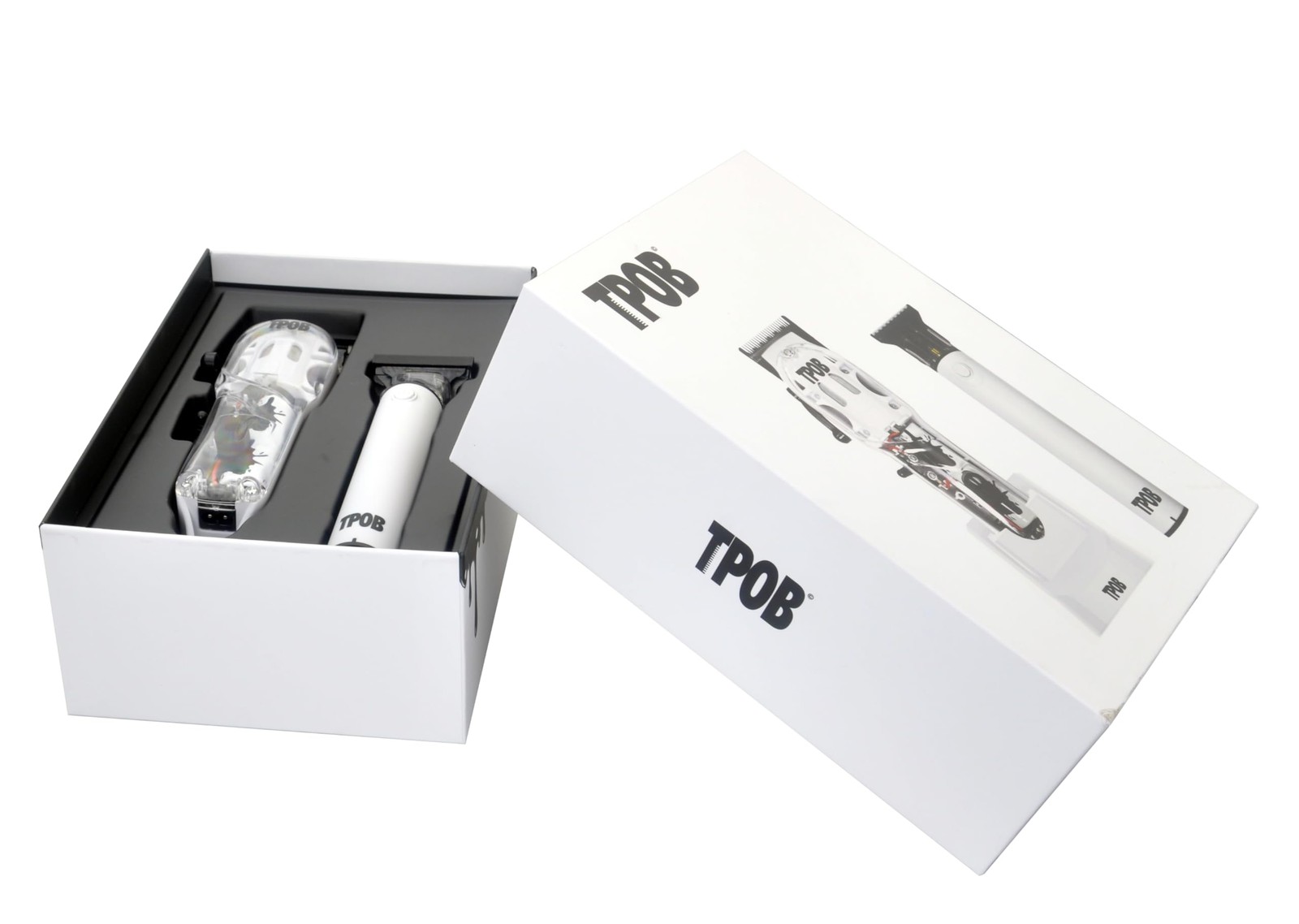 TPOB White Slime 2 Splatt Clipper Trimmer Set Barber Hair Clippers for