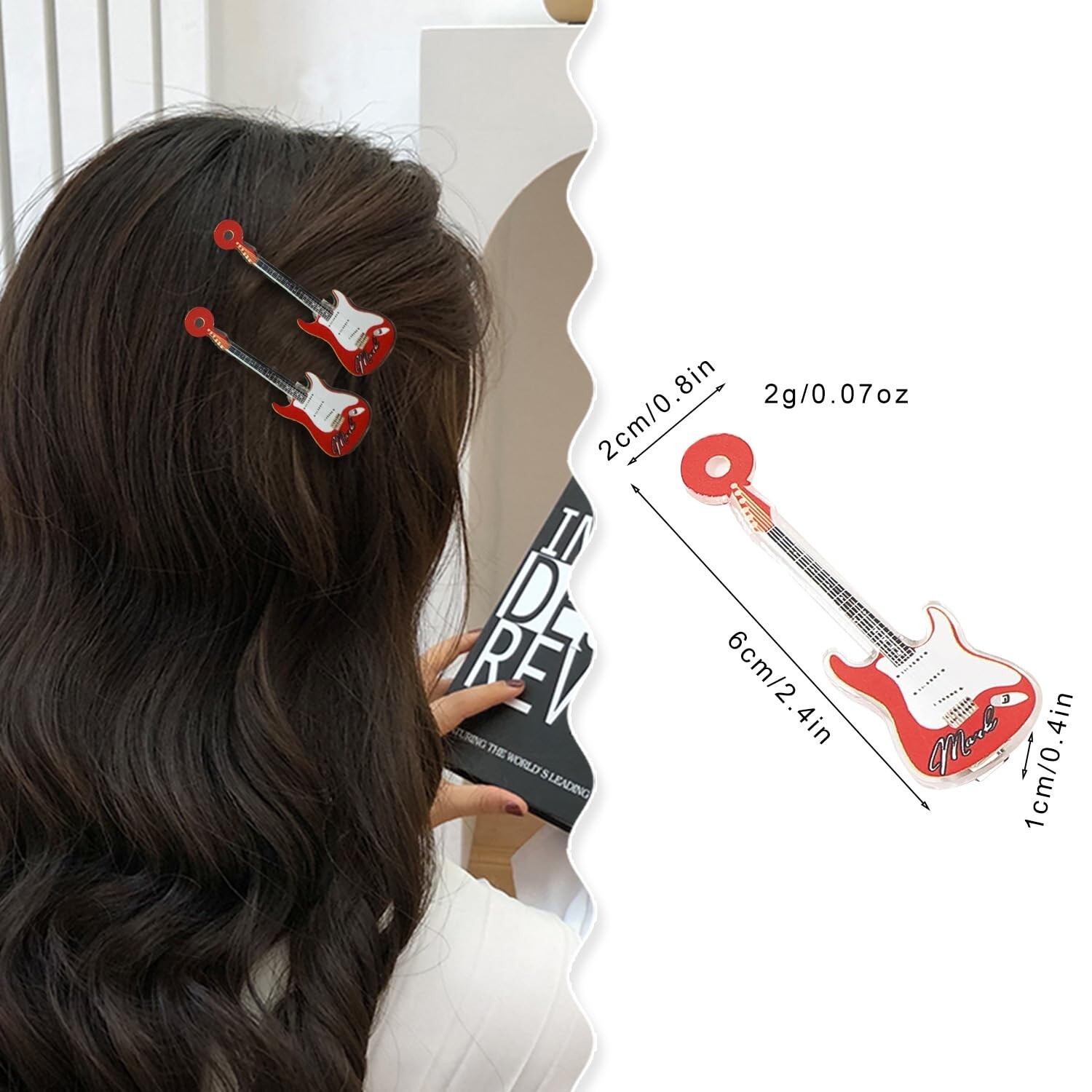 5PCS Cute Y2K Hair Clips Guitar Duckbill Hair Clip Vintage Punk Style Novelty…