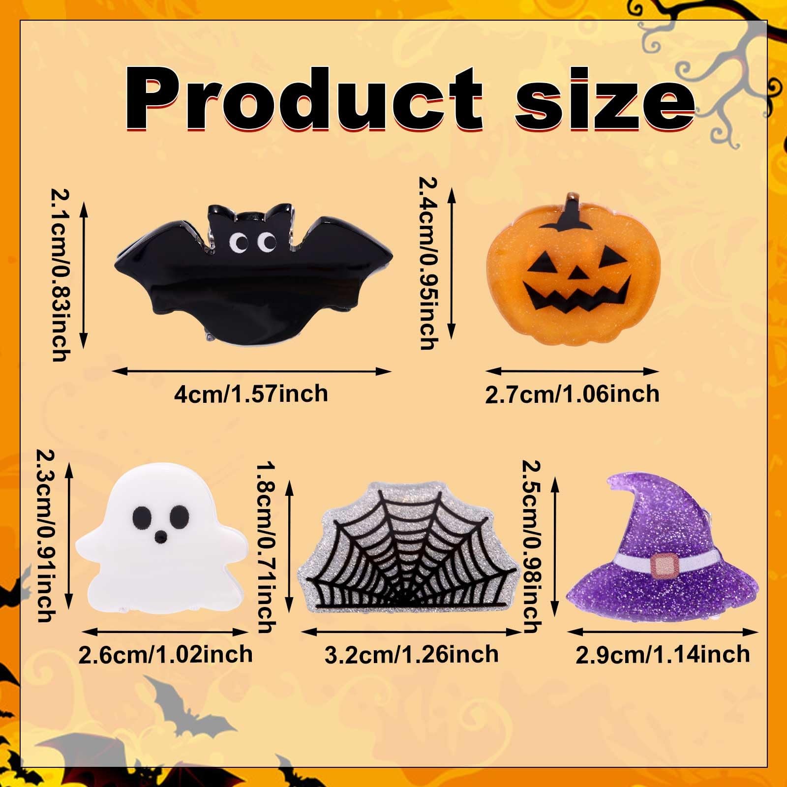 10pcs Mini Halloween Hair Claw Clips, 1 Count (Pack of 10), multicolored
